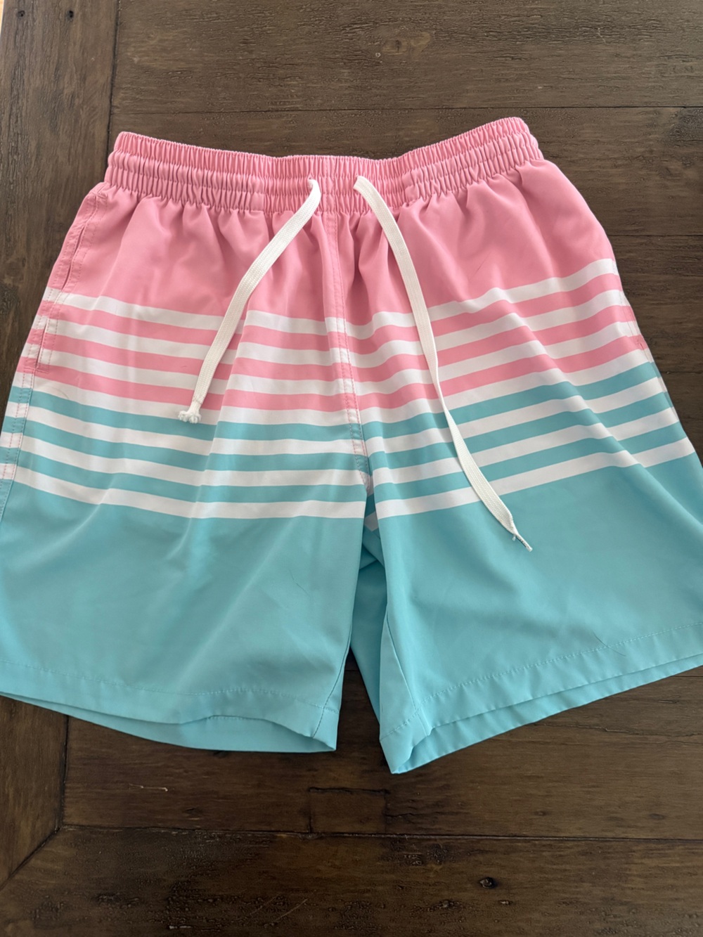 chubbies Pink and Aqua Striped Swim Shorts Men medium 7”